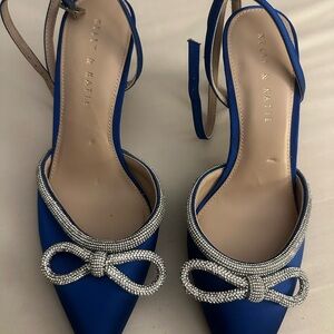 Kelly & Katie Royal Blue Heels with Rhinestone Bow